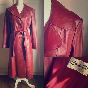 Leather vintage trench coat, with suede details